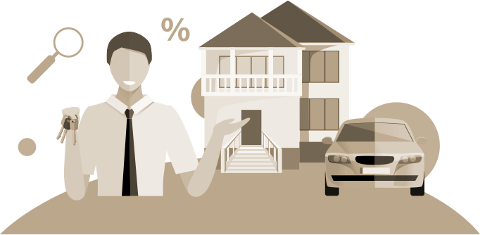 Illustration of a Realtor offering you a house for rent